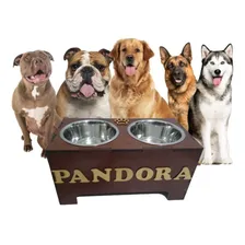 Comedouro P/ Pets Personalizado Elevado Vasilha P/ Cachorros Cor Marrom Foto  mini 1