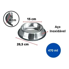 Comedouro Tigela Cachorro Antiderrapante Inox 470ml 20,5cm Foto mini 2