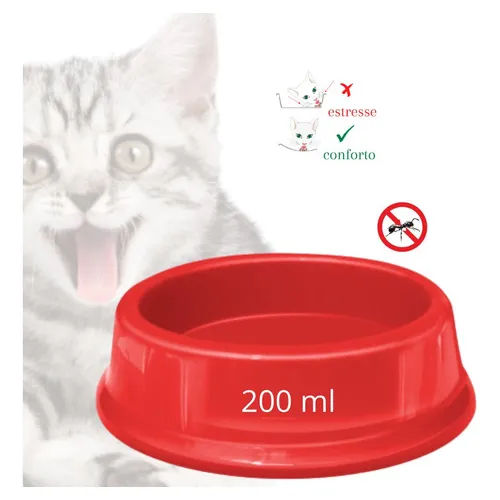 Comedouro Tigela Pote Agua Ração Gatos 200ml Anti Formiga Cor Rosa-chiclete Foto 1