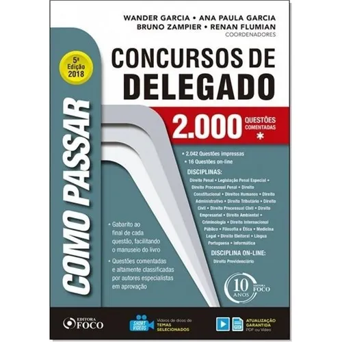 Como Passar Em Concursos De Delegado - 2.000 Questões - Novo Foto 1