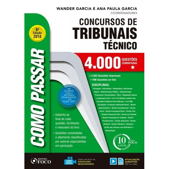 Como Passar Em Concursos De Tribunais Tecnico - Foco - 6 Ed Foto 1