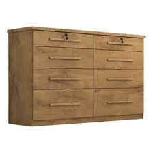 Cômoda Casal Monza Mdp 8 Gavetas Castanho Com Chave Foto  mini 1