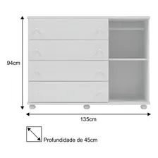Cômoda Infantil Eloísa 04 Gavetas E 01 Porta Branco - Phoeni Foto mini  2