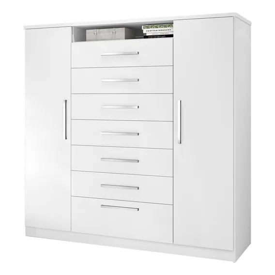 Cômoda J&a Móveis Mega 2 Portas 7 Gavetas Branca Cor Branco Foto 1