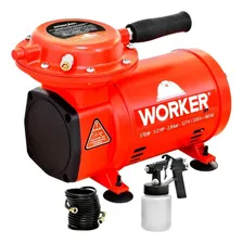 Compressor Ar Direto Portátil 1/2Hp Bivolt 370w com Pistola e Mangueira Worker Foto mini 2