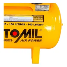 Compressor De Ar 150 Litros 15 PĂ©s 3 Hp Bivolt E ImbatĂvel Cor Amarelo 127v/220v Foto mini 3