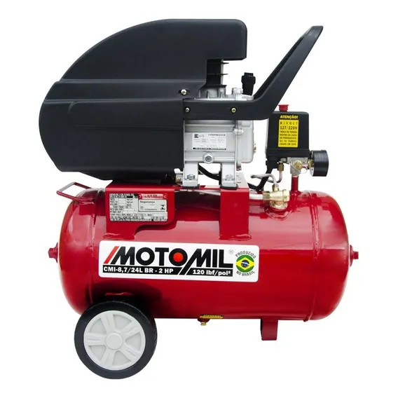 Compressor de ar elétrico portátil Motomil CMI-8,7/24L 24L 2hp 127/220V Foto 1