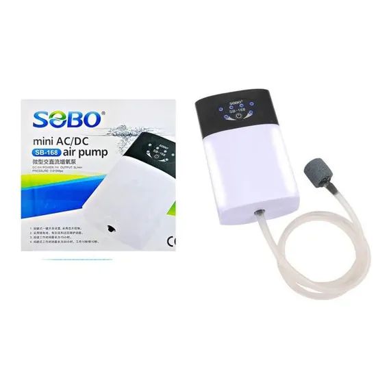 Compressor Oxigenador Bateria Usb 5v Sobo Isca Viva Aquários Bivolt Foto 1