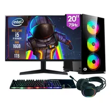 Computador Gamer completo 2Eletro RGB, Intel Core i5, 16GB RAM, SSD 1TB, Fonte 500W, Monitor 20