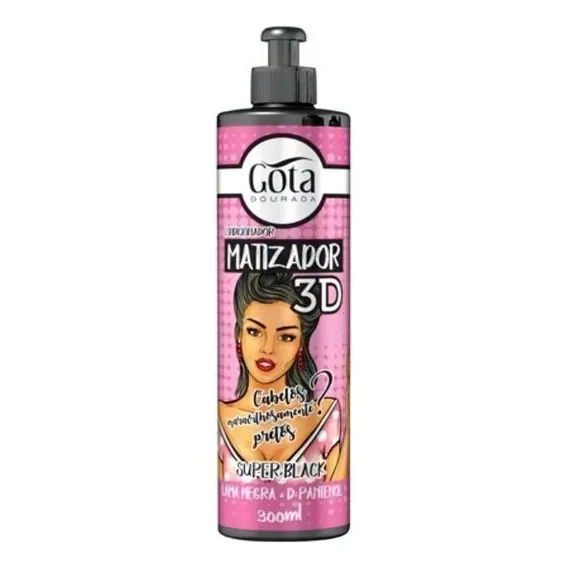 Condicionador Matizador 3d Super Black 300ml - Gota Dourada Foto 1