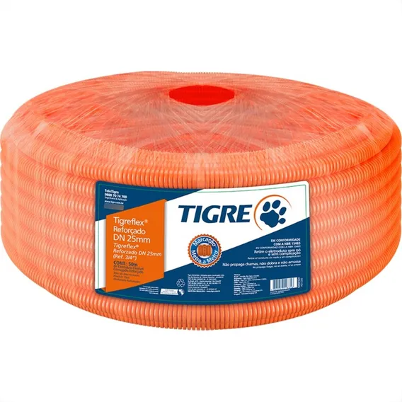 Conduite Corrugado Tigre Laranja Reforcado 1'' - 25m Foto 1