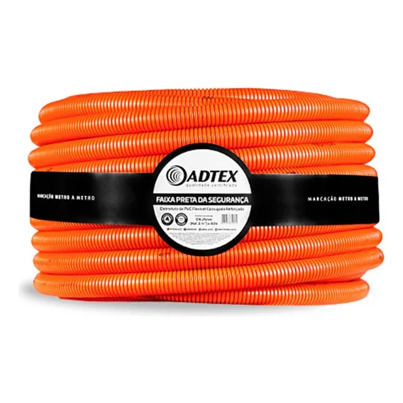 Conduite Pvc 1/2 Flex Corrugado Laranja 20mm X50m Adtex Foto 1