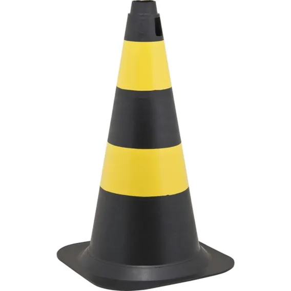 Cone Sinalização 75cm Preto/amararelo Polietileno - Vonder Foto 1