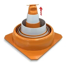Cone Sinalizador 76cm Retrátil C/ Placa De Atenção - Laranja Foto mini 1
