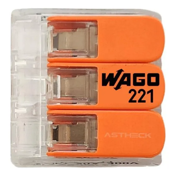 Conector Emenda Wago 3 Vias 4mm Transparente-221-413 - 10 Pç Foto 1