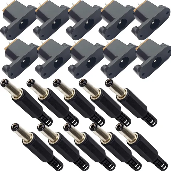 Conector Jack Dc-018 + Plug Macho P4 2.1 Kit 20 Peças Foto 1