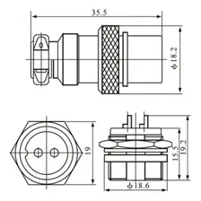 Conector Mike 2 Vias Circular Macho E Femea Foto mini 2
