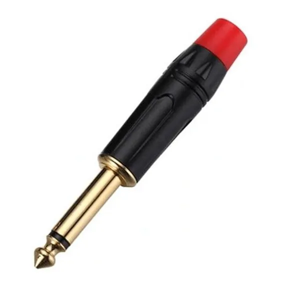 Conector P10 Mono Cirilo Cabos 6mm - Vermelho Foto 1