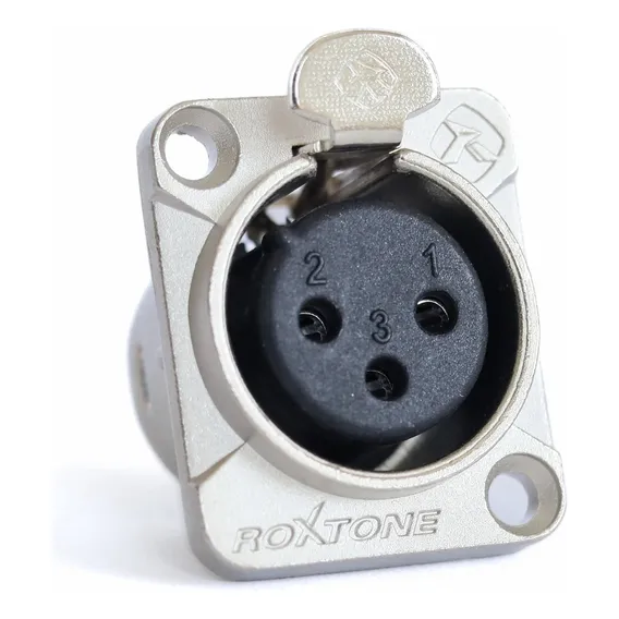 Conector Plug Xlr Canon Fêmea Painel Roxtone Kit Com 30 Cor Prata Foto 1