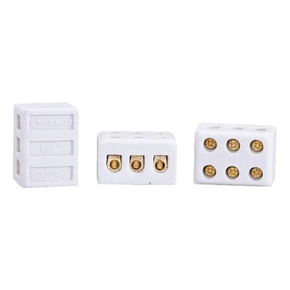 Conector Porcelana 3 Polos 16mm 68a Decorlux Foto 1
