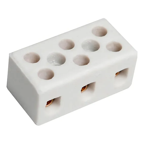Conector Porcelana Brasfort 3polos 06mm 8608 - Kit C/100 Foto 1