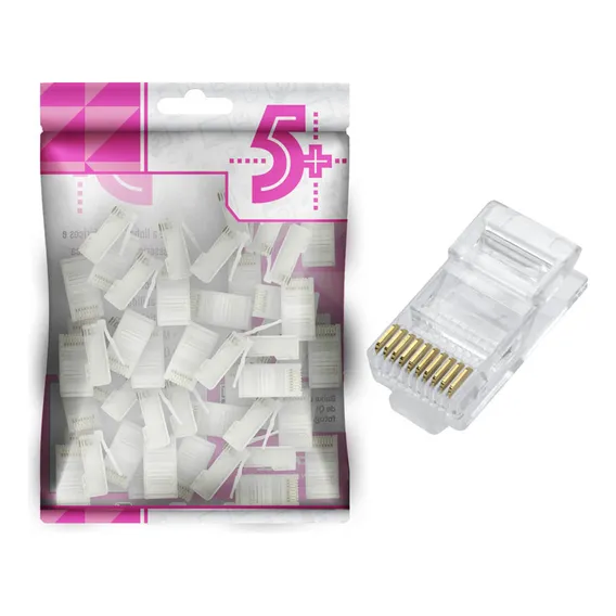 Conector Rj45 Rj50 Rj45 De 10 Vias(10x10) Pacote C/25pçs - 5+ Foto 1