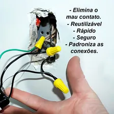 Conector Torção Elétrica Emenda Isola Cabos 50 Pçs Amarelo Foto mini  3