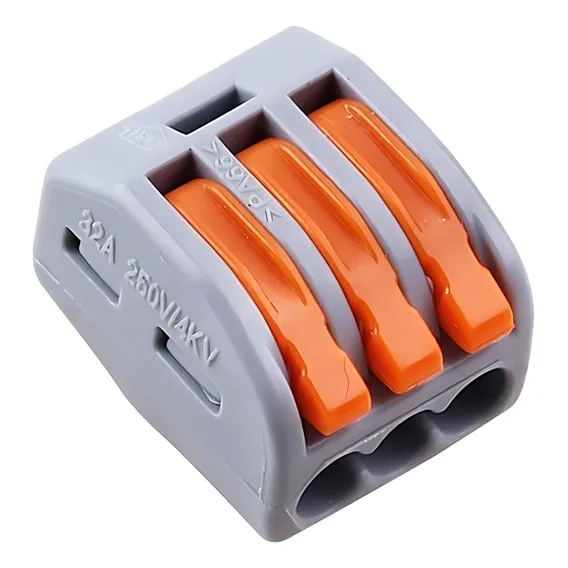 Conector Wago 3polos - 0,08 A 4,0mm - 32a. 222-413 - Kit C/1 Foto 1