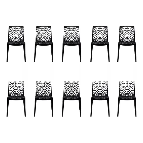 Conforto Sofisticado Gruvyer Preto 10 Cadeiras Sala Jantar Foto 1
