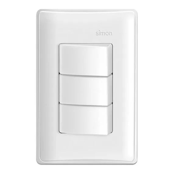 Conj 4x2 Horizontal 3 Interruptor Simples 10a Branco Simon Foto 1