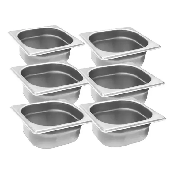 Conj. 6 Cubas Gastron么mica Inox Gn 1/6x65 Mm 1 Litro Foto 1