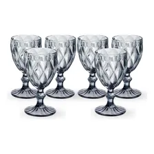 Conj 6 Taças Grafite Diamond 300ml Luxo Vidro Vinho Agua Foto  mini 1