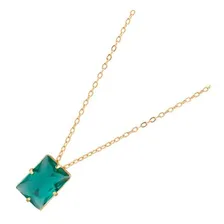 Conj Colar Brinco Pedra Fúsion Delicado Folheado Ouro 18k Cor Verde Foto mini 4