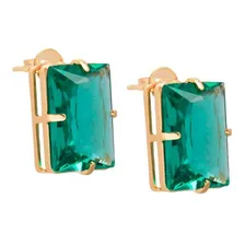 Conj Colar Brinco Pedra Fúsion Delicado Folheado Ouro 18k Cor Verde Foto mini 2