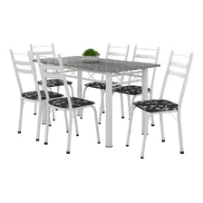 Conj De Mesa Com 6 Cadeiras 1,40m Granito/branco Branco Foto mini 3