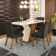 Conj Sal Jantar Mesa Tamp Mdf C/vidro 6 Cad Zuri Casa 812 Foto  mini 1