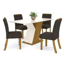 Conj Sal Jantar Mesa Tamp Mdf C/vidro 6 Cad Zuri Casa 812 Foto mini 4
