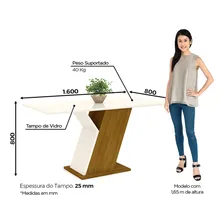 Conj Sal Jantar Mesa Tamp Mdf C/vidro 6 Cad Zuri Casa 812 Foto mini  3