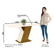 Conj Sala Jantar Mesa 160cm Tamp Mdf 6 Cadei Lupita Casa 812 Tampa Nature Com Off White E Linho Pés Nature Foto mini  3