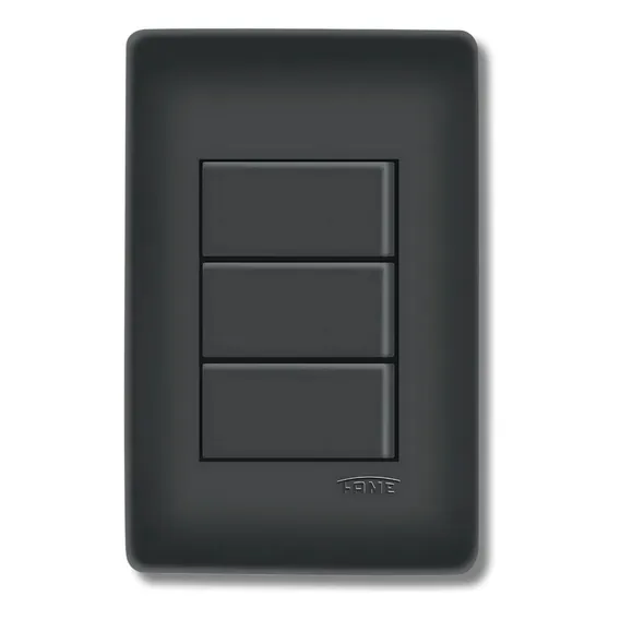 Conj.1 Interruptor Intermediário + 2 Paralelo Habitat Black Foto 1