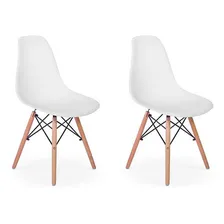 Conjunto 02 Cadeiras Charles Eames Eiffel Wood - Branca Foto  mini 1