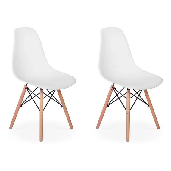 Conjunto 02 Cadeiras Charles Eames Eiffel Wood - Branca Foto 1