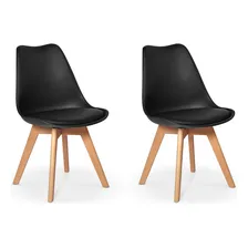 Conjunto 02 Cadeiras Eames Wood Leda Design | Magazine Decor Cor Preta Foto  mini 1