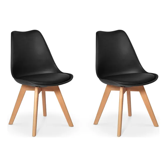Conjunto 02 Cadeiras Eames Wood Leda Design | Magazine Decor Cor Preta Foto 1