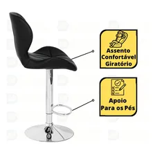 Conjunto 03 Banquetas Confort Giratória Com Altura Ajustável Cor Preto Foto mini 4