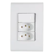 Conjunto 1 Interruptor Simples+2 Tomadas 10a Tramontina Liz Foto  mini 1