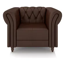 Conjunto 1 Sofá 240 1 Poltrona Chesterfield Couro Marrom Foto mini  3