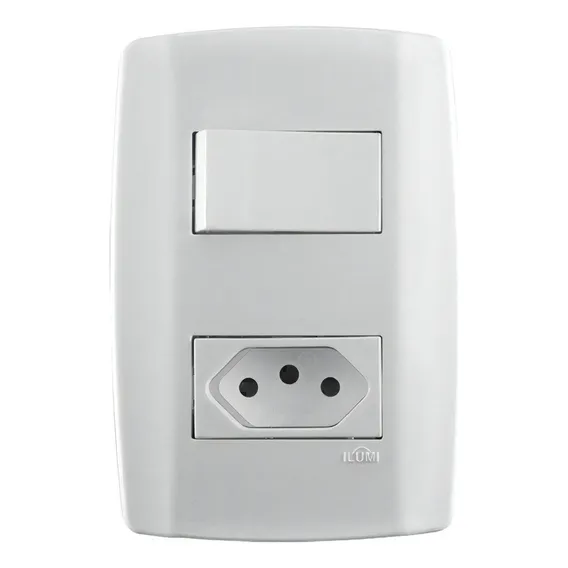 Conjunto 1 Tomada 20a + Interruptor Paralelo Ilumi Stylus Cor Branco Foto 1