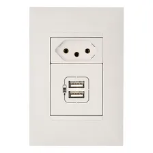 Conjunto 1 Tomada Usb + Tomada Branco 10a 4x2 Pialplus Foto mini 1