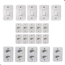 Conjunto 10 Tomadas + 5 Interruptores + 5 Tomadas Duplas Lux Cor Branco Foto mini 1